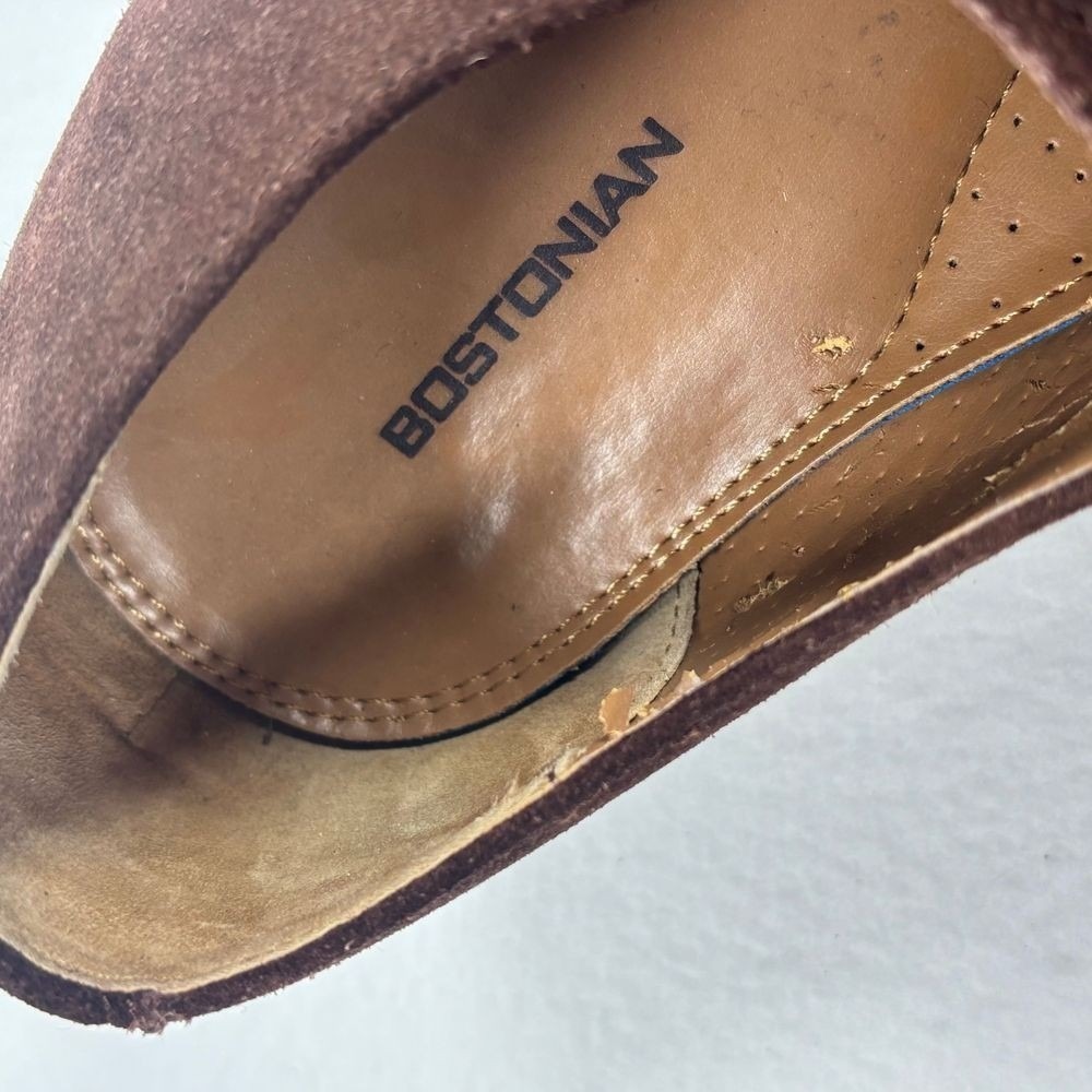 Bostonian Brown Suede Loafer Shoes Mens 10 M Casual Office Lace up Tie‎ Preppy - Picture 11 of 11